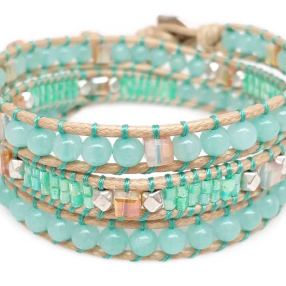 New Natural Stones 3 Wrap Bracelet - Picture 1 of 5